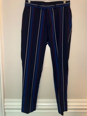 New ASOS Striped Dress Men’s Skinny Pants navy blue Red White stripes 30” waist